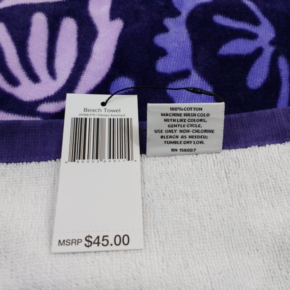 Vera Bradley Beach Towel & Tote Amethyst Paisley - Picture 5 of 8